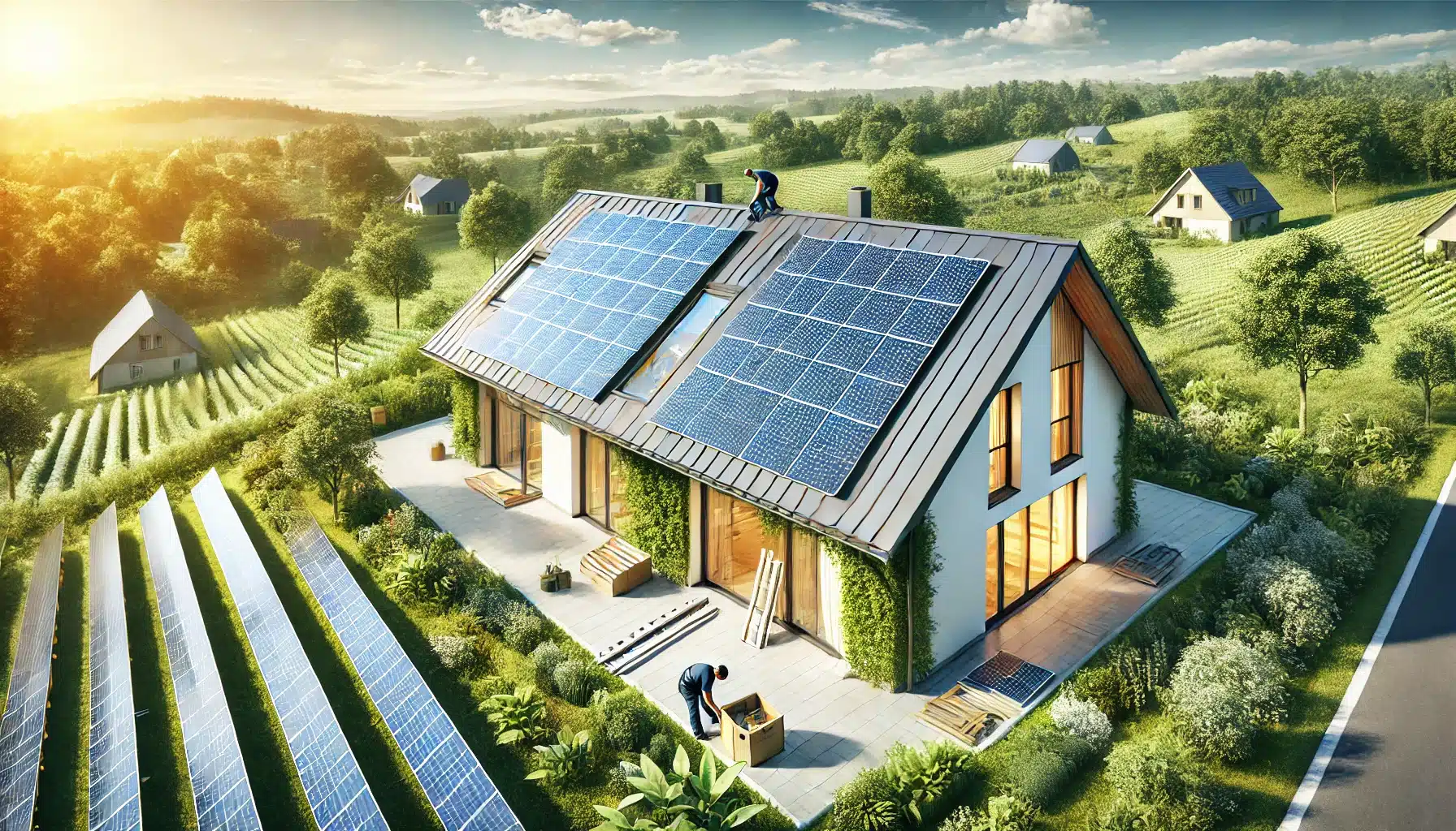 panneau solaire toiture maison bioclimatic house soleil