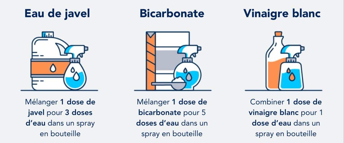 produit nettoyant moisissures javel vinaigre blanc bicarbonate spray en bouteille