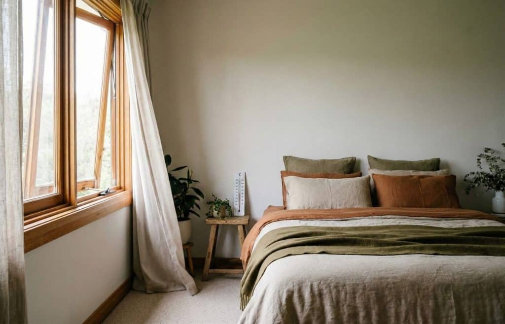 chambre aéré ventilation naturelle rideaux voilage