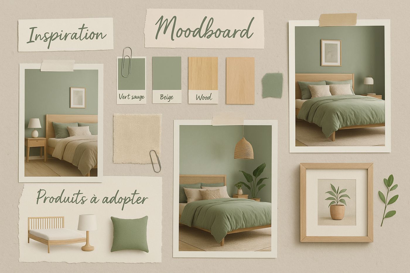 Chambre Vert Sauge et Bois : Idées Déco Nature et Apaisante