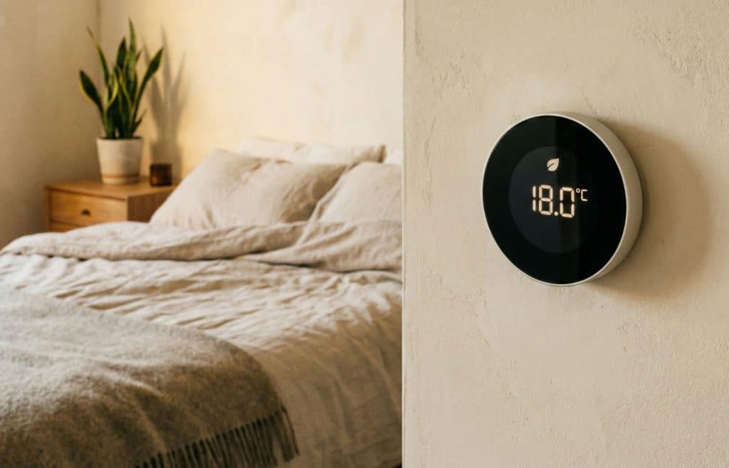 température 18° celcius chambre thermostat mur connecté écran oled