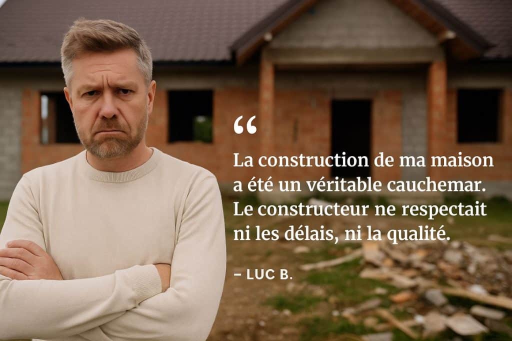 témoignage client luc probleme travaux finition constructeur maison individuel laissé en chantier problème france