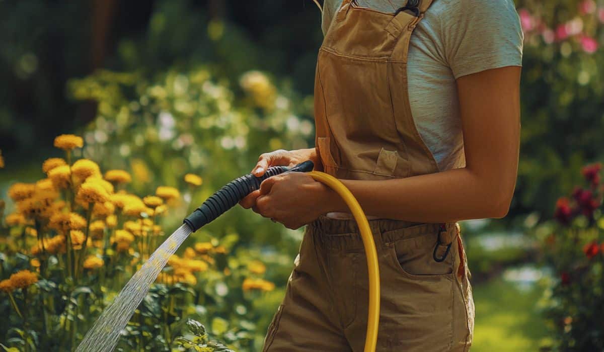 Arroser le jardin avec l'eau de pluie récupérée en été