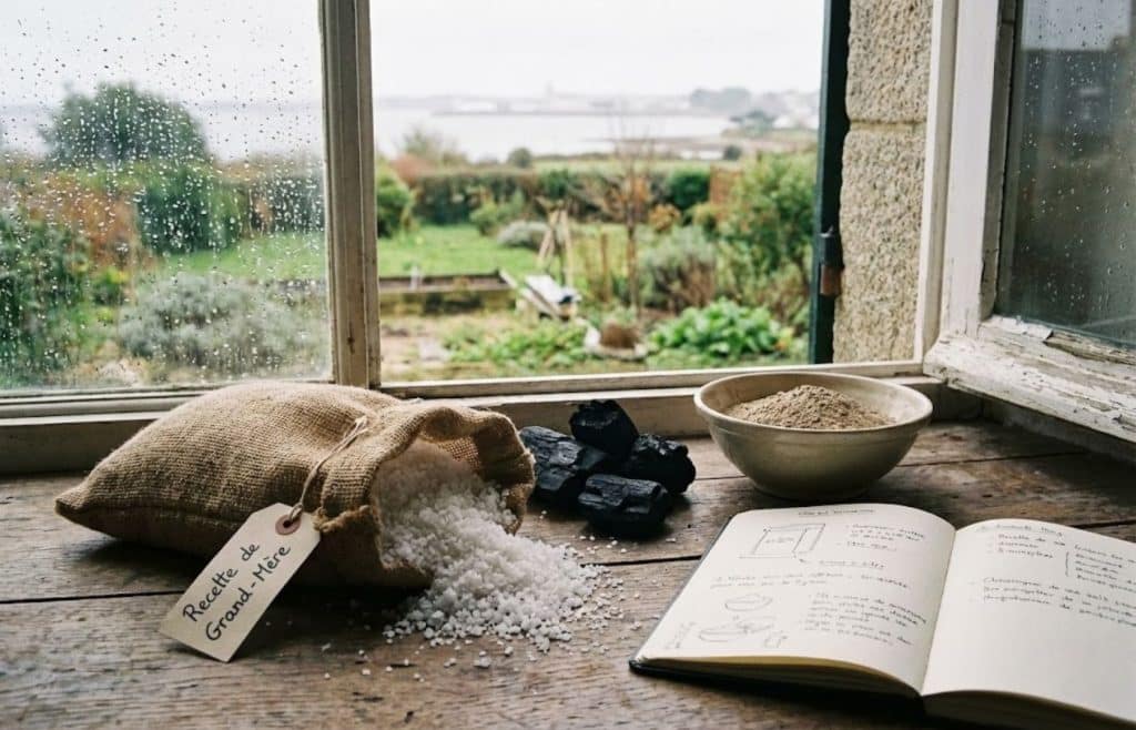 astuces absorber naturellement humidité rebord fenêtre gros sel pot bicarbonate bol