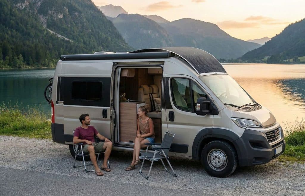 Panneau solaire souple 400W léger et pliable pour une utilisation nomade van life vacance camping car bord de lac en haute montagne été chaise camion panneau déroulant toit véhicule