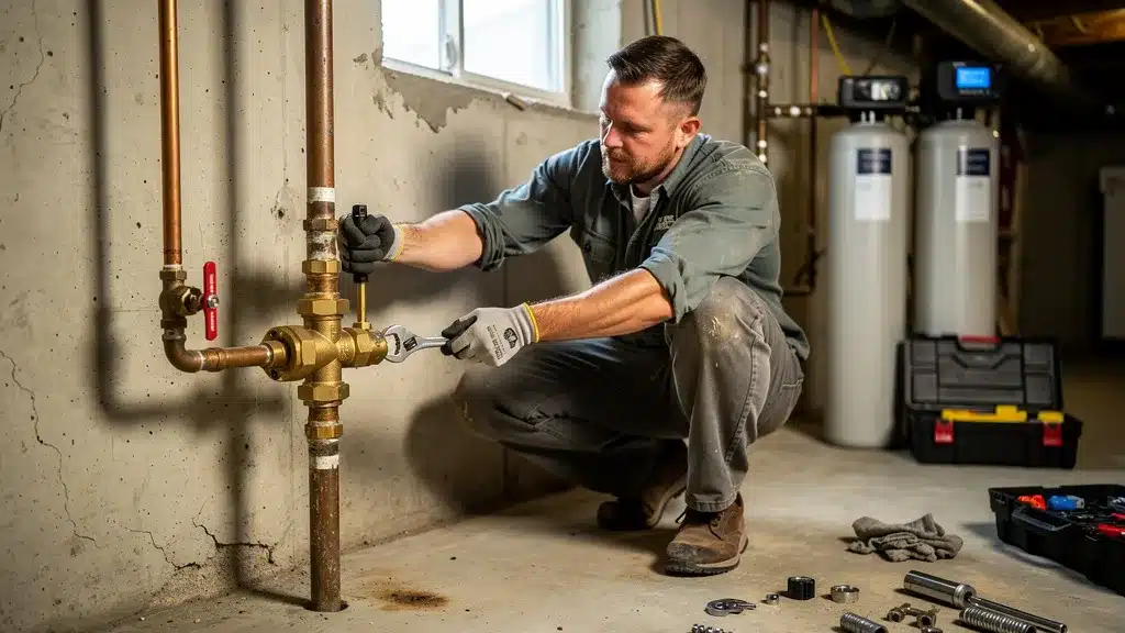 Installation d'un adoucisseur : étapes et bypass - Adoucisseur d'eau Illustration de installation d'un adoucisseur : étapes et bypass dans le contexte de adoucisseur d'eau