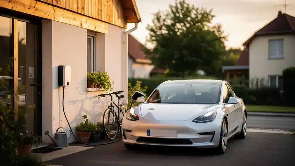 Photo illustrant borne de recharge tesla maison