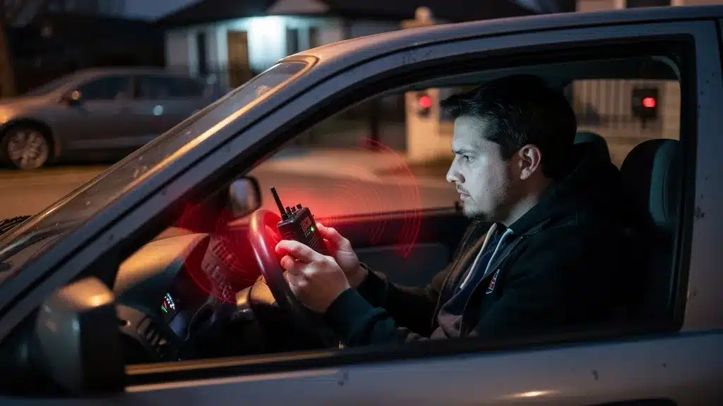 Photo representant comment fonctionne le piratage par brouilleur radio