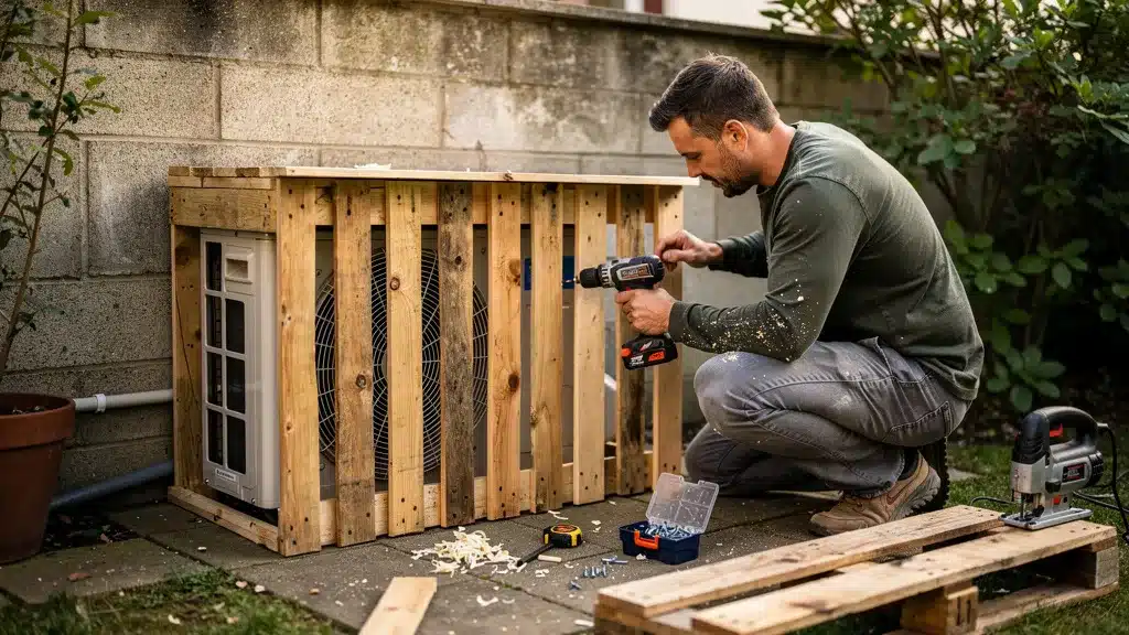 Tuto DIY : Fabriquer son cache PAC soi-même et cacher une pompe à chaleur expliques en detail