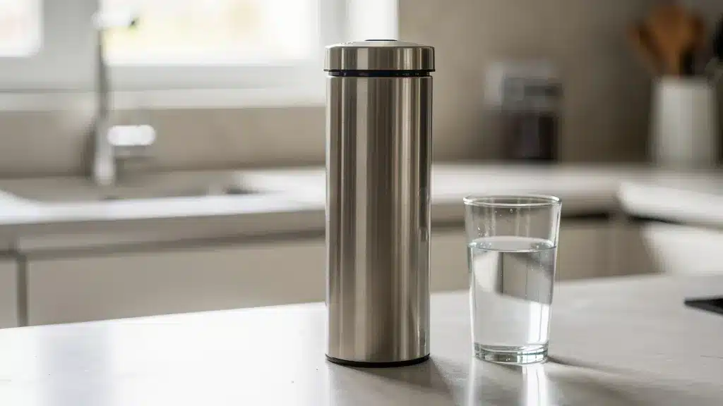 Avis Filtre Berkey : Mon verdict honnête après test en 2026 - Filtre berkey avis carafe filtrante eau berkley inow verre sur plan de travail cuisine
