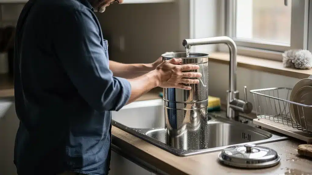 Guide pratique : Choisir la taille et entretenir son Berkey - Filtre berkey avis Guide pratique : Choisir la taille et entretenir son Berkey cuve inox robinet eau évier