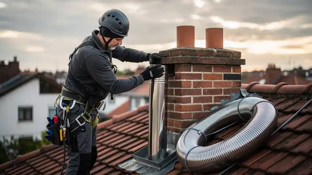 Installation de l'insert et tubage du conduit de fumée et insert cheminée expliques en detail