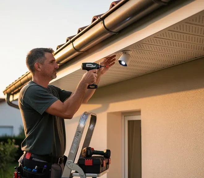 Installation d&rsquo;une caméra de surveillance sous débord de toiture