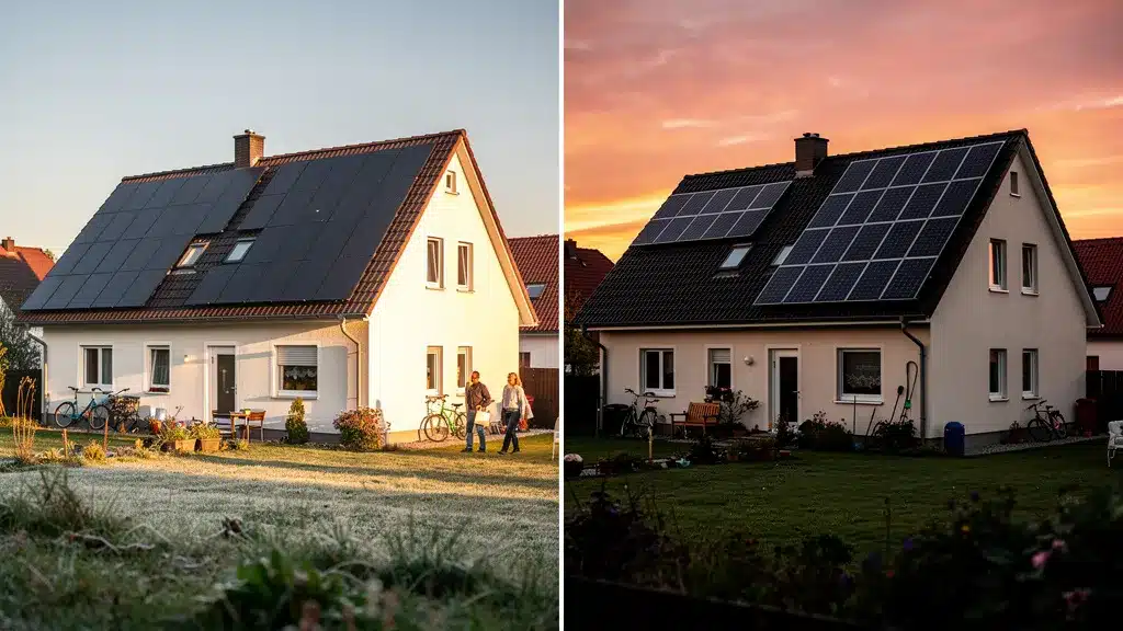 Photo representant est, ouest, sud : comparatif exact des rendements solaires