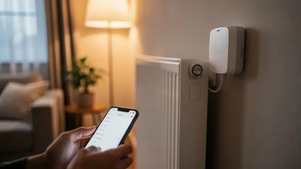 thermostat connecté heatzy module boitier radiateur chauffage wifi piloter depuis application smartphone