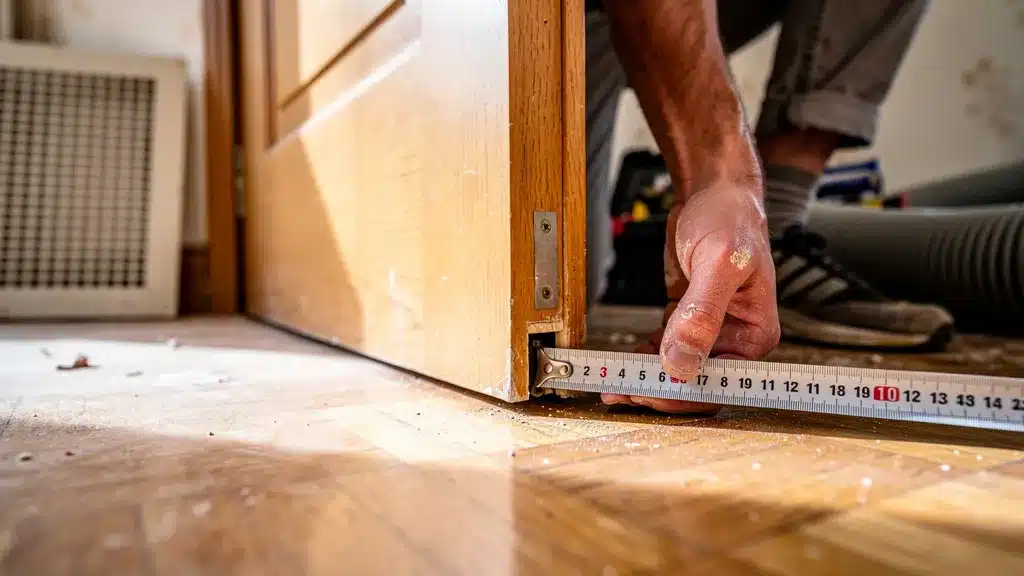 Installer une VMC hygroréglable : 3 erreurs de rénovation - VMC hygroréglable pied de porte taille metre ruban