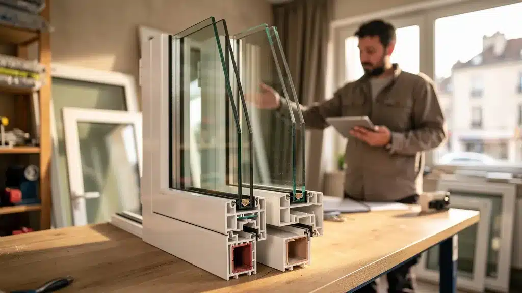 Cross-section comparison of a double-glazed and pour double ou triple vitrage : quel choix pour maximiser la prime