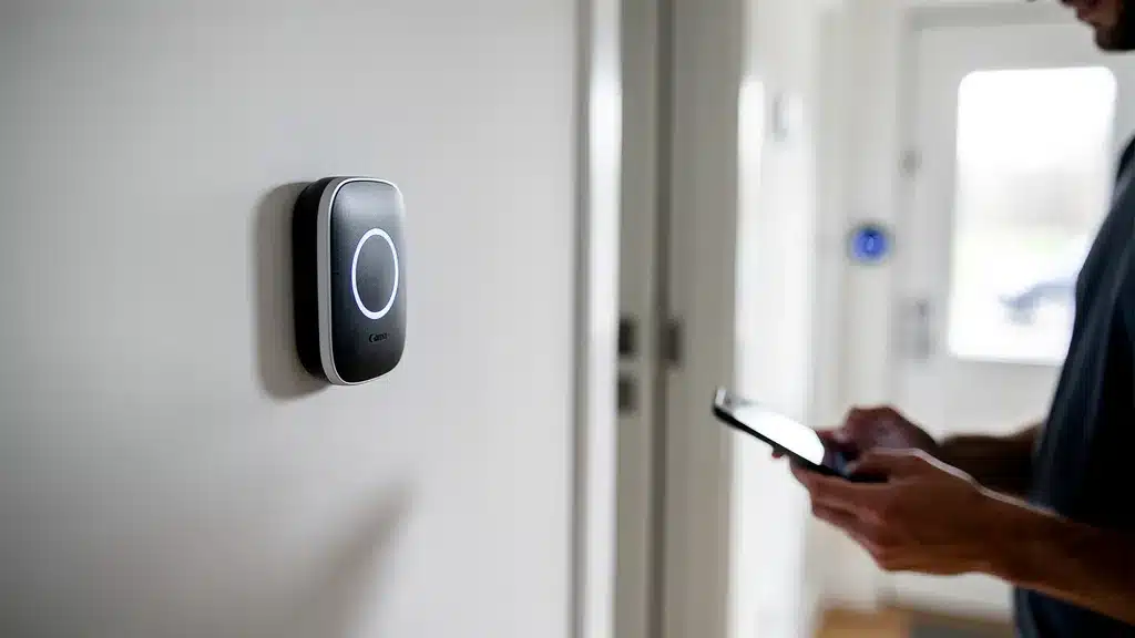 Scene montrant maison, gros plan, blanc en rapport avec comment fonctionne un kit alarme maison sans abonnement