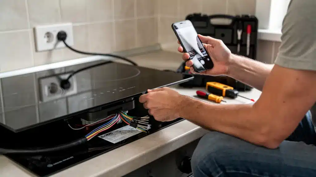 Personne et telephone, smartphone pour comment brancher une plaque induction 3, 4 ou 5 fils