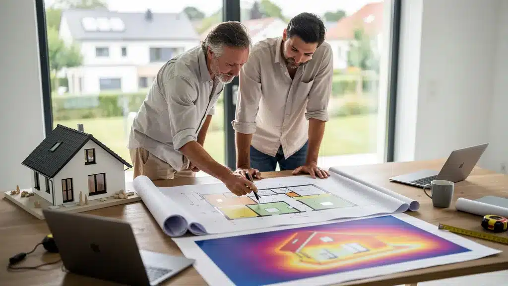 Graphique et montrant, maison pour qu'est-ce qu'une construction de maison bbc moderne face à la re2020