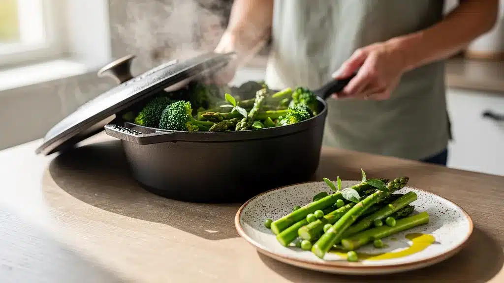 Viandes et légumes : que préparer avec une cuisson à l'étuvée : table et vert