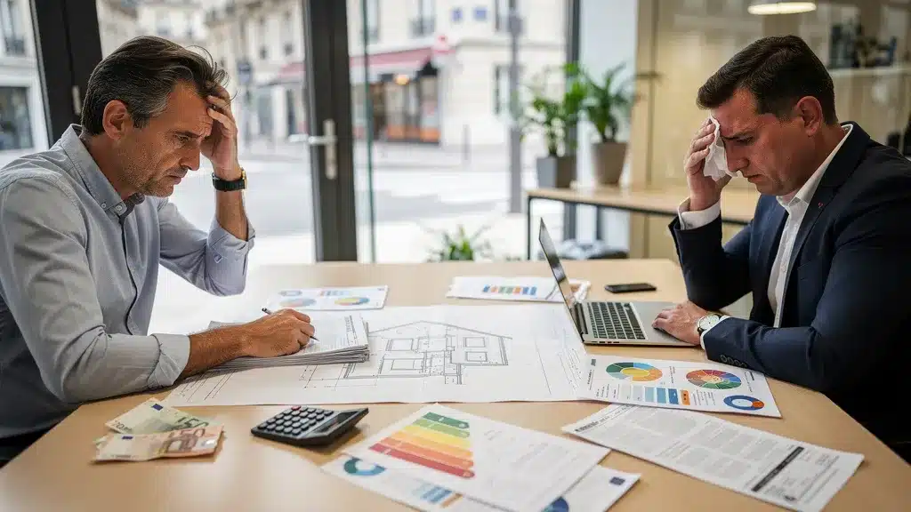 Éco-prêt à taux zéro 2026 : Le prêt travaux que les banques détestent - Éco prêt à taux zéro Personne et bureau, assis pour éco-prêt à taux zéro 2026 : le prêt travaux que les banques détestent