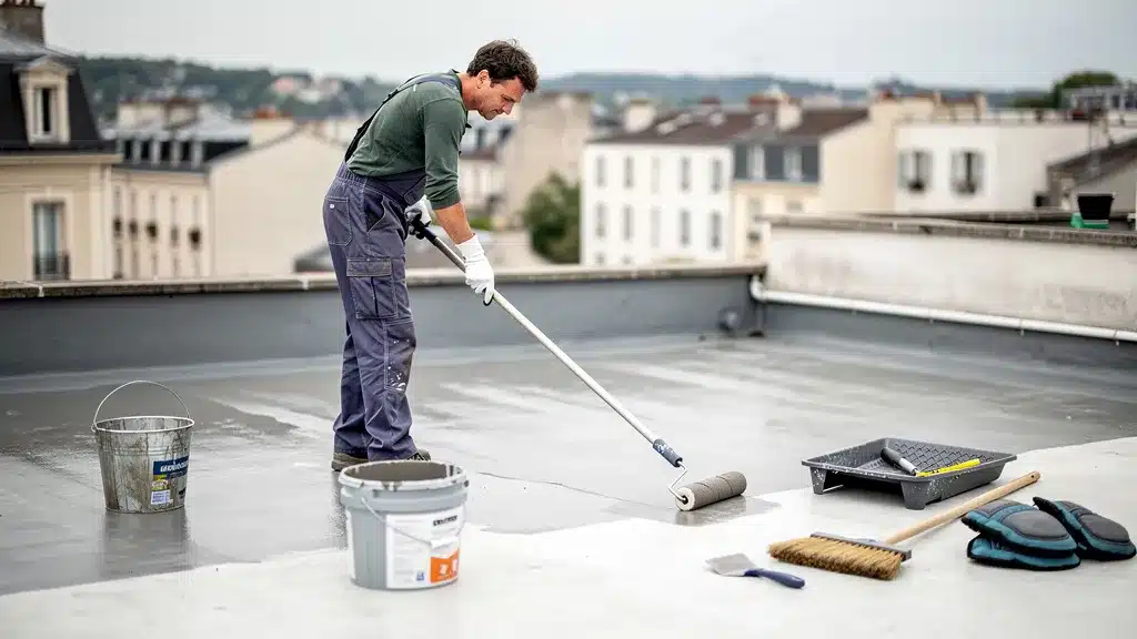 Comment réaliser l'étanchéité de son toit terrasse ? (5 étapes) : personne et main