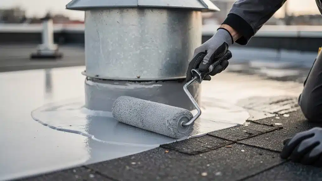 Scene montrant eau, gros plan en rapport avec résine polyuréthane (sel) : l'étanchéité liquide sans raccord