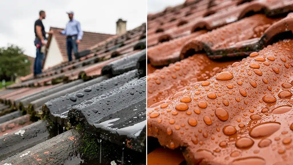 Montrant et eau pour comparatif 2026 : hydrofuge toiture vs peinture vs résine