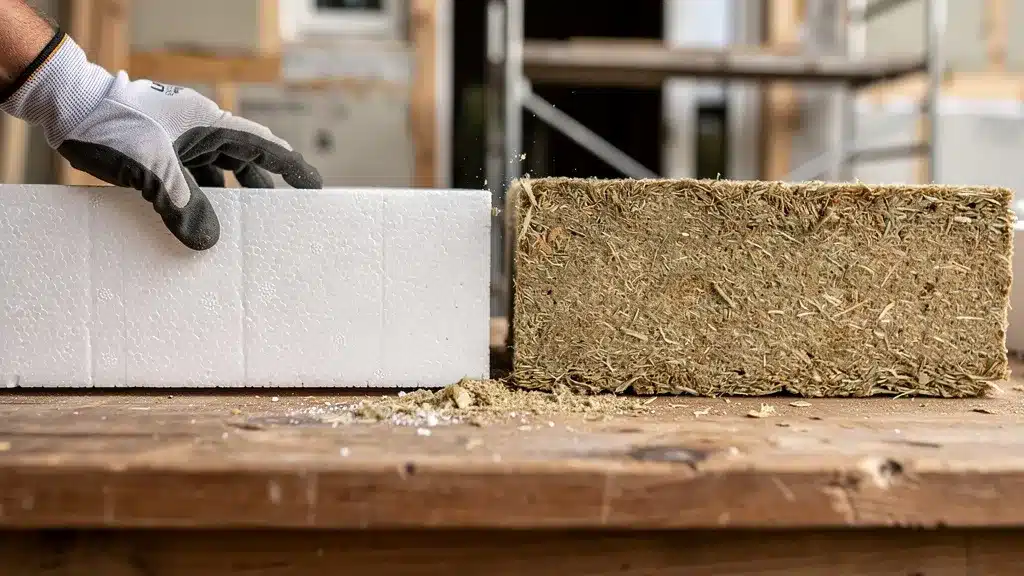 Scene montrant serrure, naturel, gros plan en rapport avec polystyrène ou biosourcé : comparatif des isolants pour ite