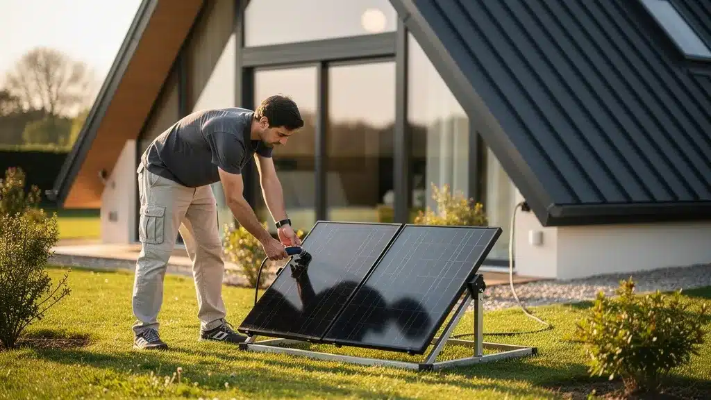 Photo de maison avec jardin pour choisir un kit solaire plug-and-play adapté au terrain