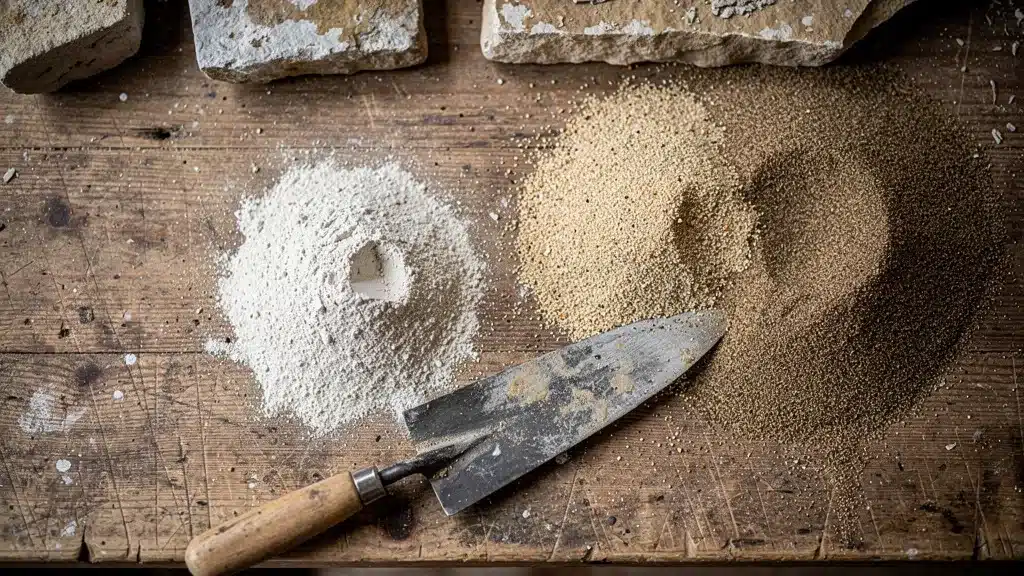 Scene montrant graphique, arriere-plan, blanc en rapport avec quel mortier choisir pour le rejointoiement de votre pierre