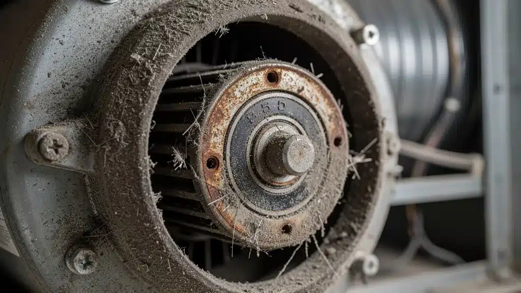 Scene montrant montrant, gros plan en rapport avec grincement mécanique : l'usure du moteur et roulements