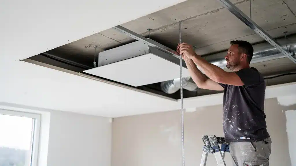 Dimensions du caisson compact : quelle hauteur de plénum prévoir ? - Vmc extra plate Montrant, bleu illustrant dimensions du caisson compact : quelle hauteur de plénum prévoir