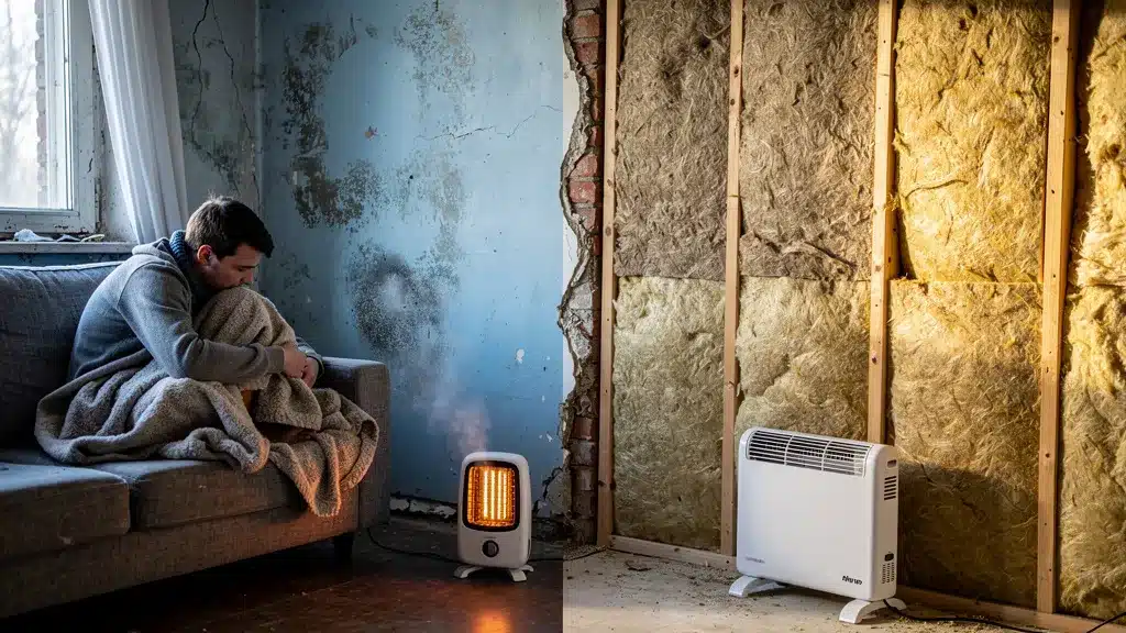 Photo de ecran avec montrant pour l'avis de l'habitologue : le chauffage d'appoint révèle vos failles
