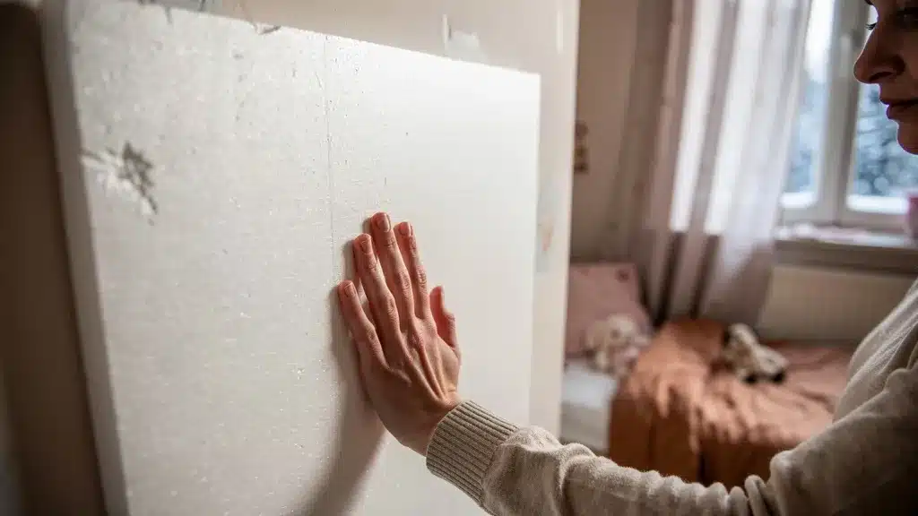 Femme et homme, main pour l'isolant mural depron : la fin du mur froid
