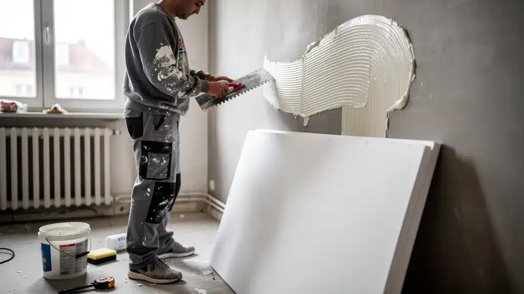 Poser l'isolant depron : colle quelyd, préparation, peinture : personne et blanc