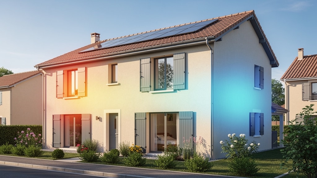 Simulation DPE : maison avec performance énergétique estimée de A à G