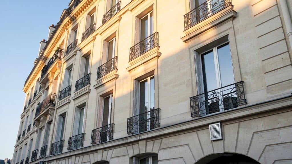 Façade haussmannienne avec grille de ventilation discrète pour installer une climatisation en appartement